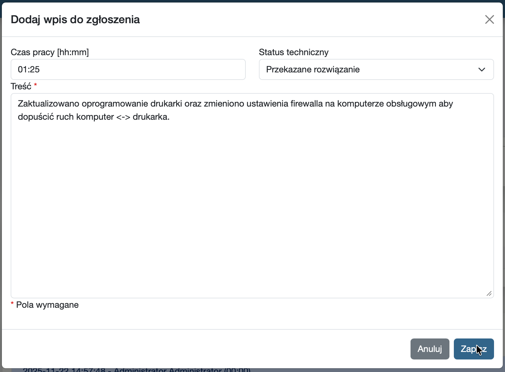 Rejestracja czasu pracy w fsDesk Pro