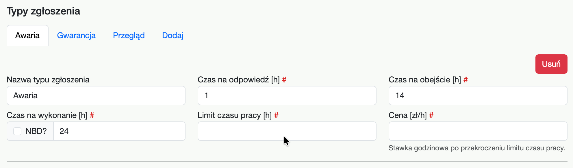 Konfiguracja czasów SLA w fsDesk Pro